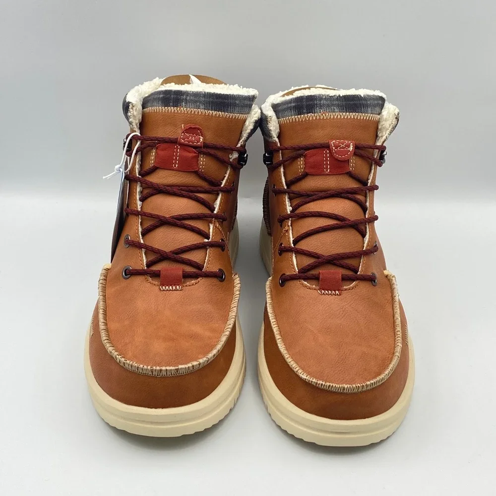 HEY DUDE Bradley Classic Cozy Casual Boots Cognac Brown Men's Size 12 44962-21N